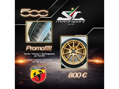 Fiat 4x cerchi in lega per Fiat 500 / 500 Abarth + Gomme