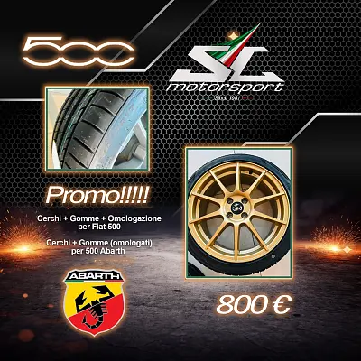 4x cerchi in lega per Fiat 500 / 500 Abarth + Gomme