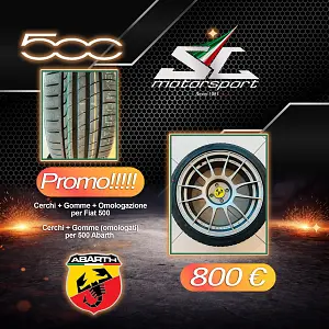 Fiat 4x cerchi in lega per Fiat 500 / 500 Abarth + Gomme